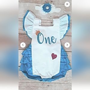 Alice in wonderland 1st first birthday outfit romper girls